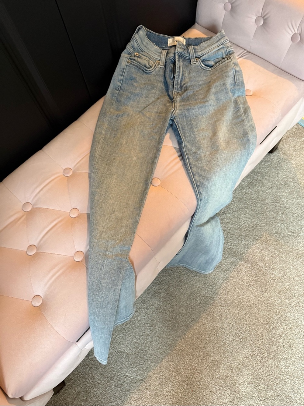 7 For All Mankind Light Wash Crop Straight Jeans Sz 25